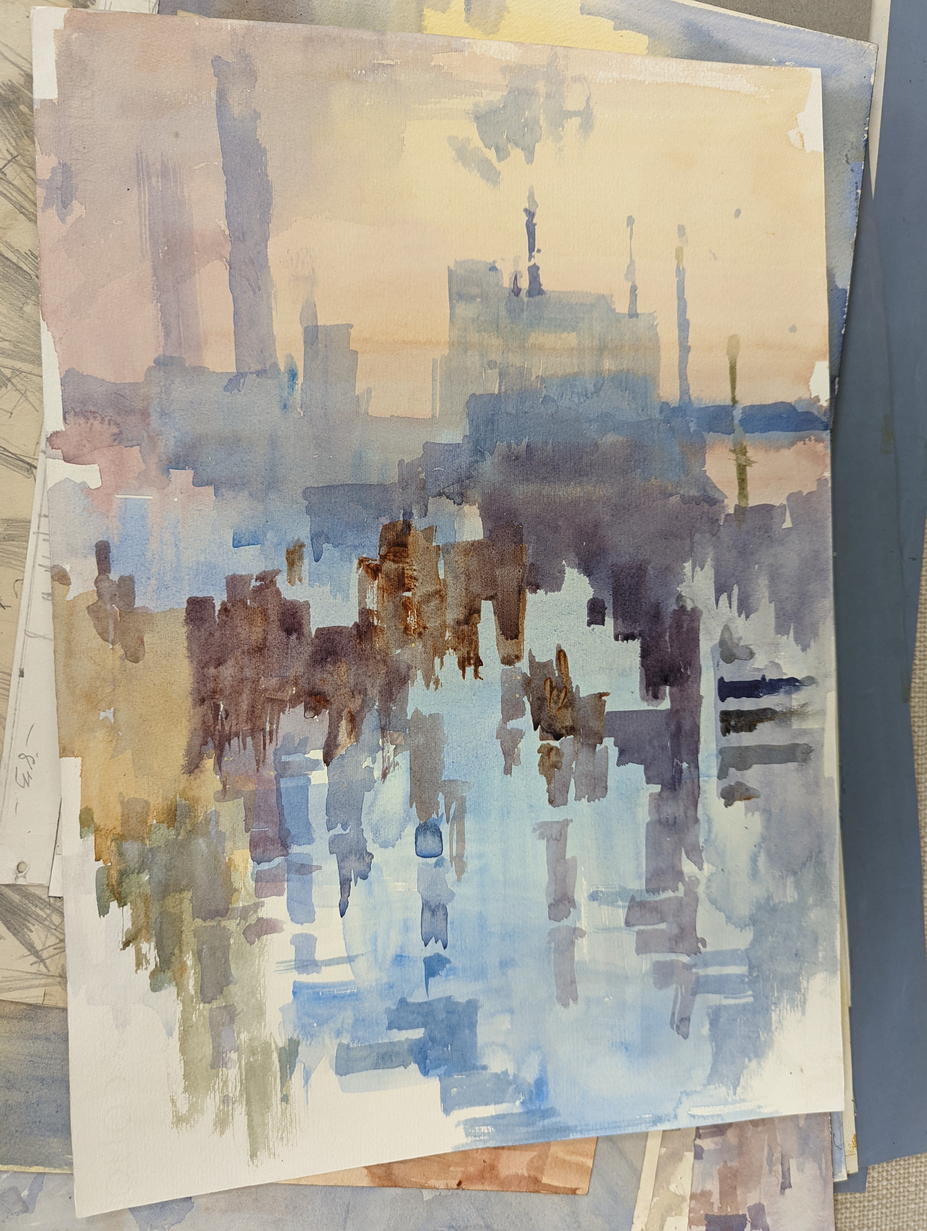 Michael Cadman (1920-2010), a group of assorted watercolours, mostly topographical scenes c.1995 to 2003, largest 46 x 61cm, one framed, the others unframed